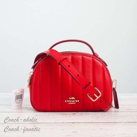 NWT Coach C7259 Serena Leather Satchel With Linear Quilting in Electric Red - Picture 3 of 14